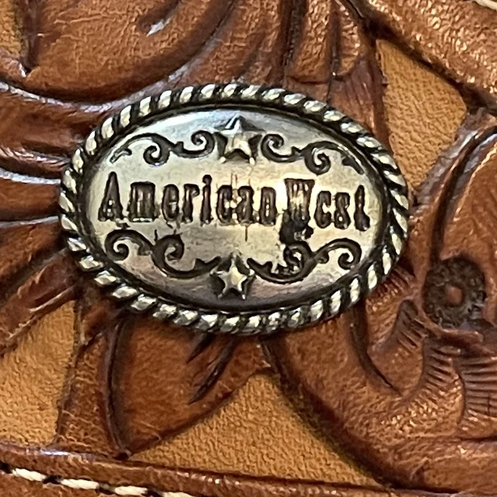 Vintage American West Tooled Leather Belt Holster Pouch Waist Bag‎ Western